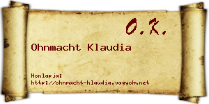 Ohnmacht Klaudia névjegykártya
